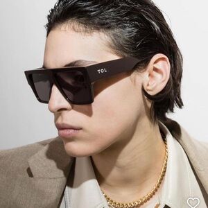 TOL Eyewear Lazer Flat Top Square Sunglasses in dark green